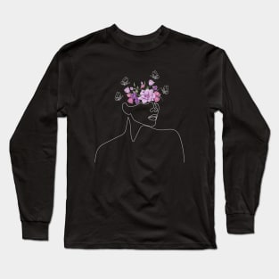 Beautiful Thoughts | One Line Drawing | One Line Art | Minimal | Minimalist Long Sleeve T-Shirt